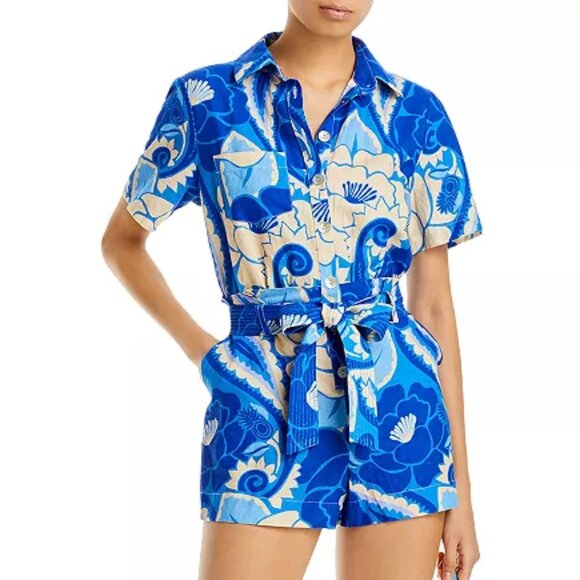 Farm Rio Tropical Groove Belted Romper, Size M, New with Tag - Picture 1 of 11